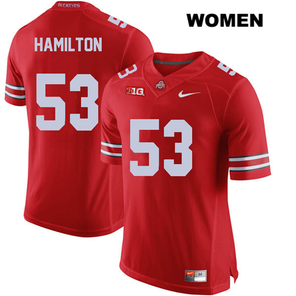Ohio State Buckeyes Women's Davon Hamilton #53 Red Authentic Nike College NCAA Stitched Football Jersey FG19J25XS